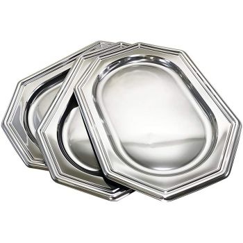 Mozaik Plastic Silver Octagon Platters 35x25cm Case of 60