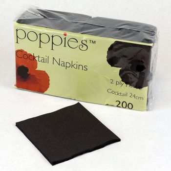 4000 x Black Cocktail Paper Napkins 24cm-2ply