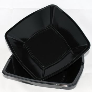 7” Black Plastic Square Disposable Party Soup Bowls – Case of 240