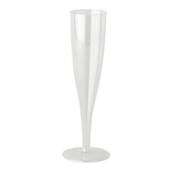 100x Clear Plastic Disposable Champagne Flutes - 184ml/6.4oz